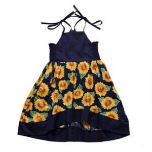 Jellyuu Toddler Sunflower Sleeveless Cotton Beach Strap Slip Dress -size 90 (2T)